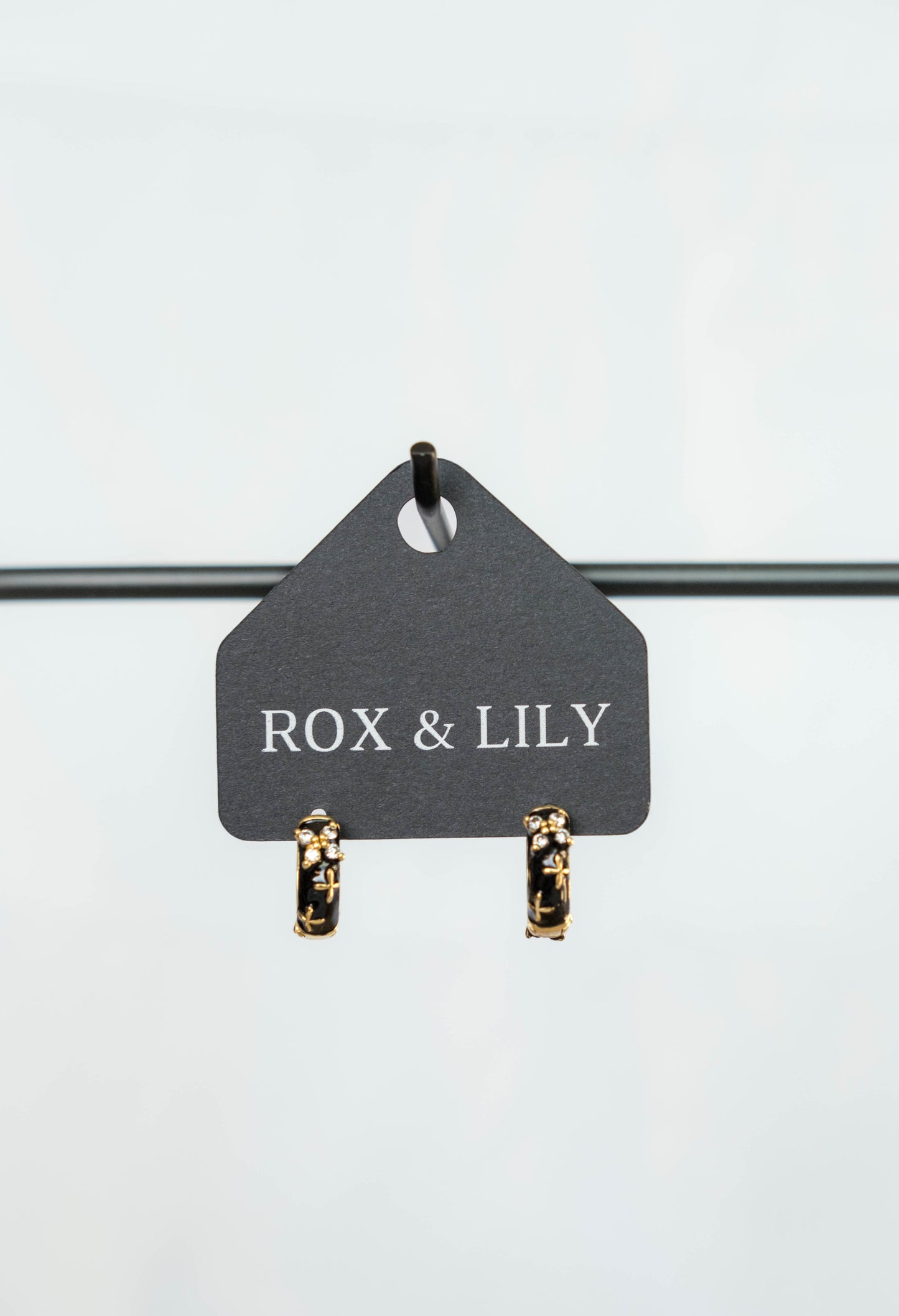 Floral Studded Onyx Huggies
