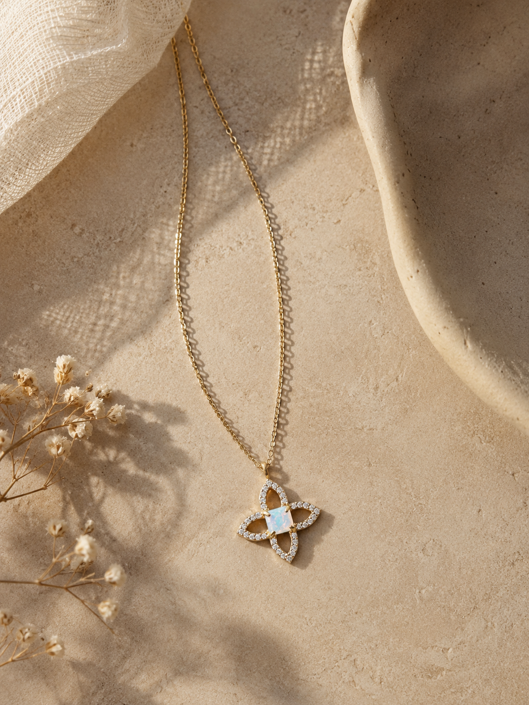 Opal Clover Necklace