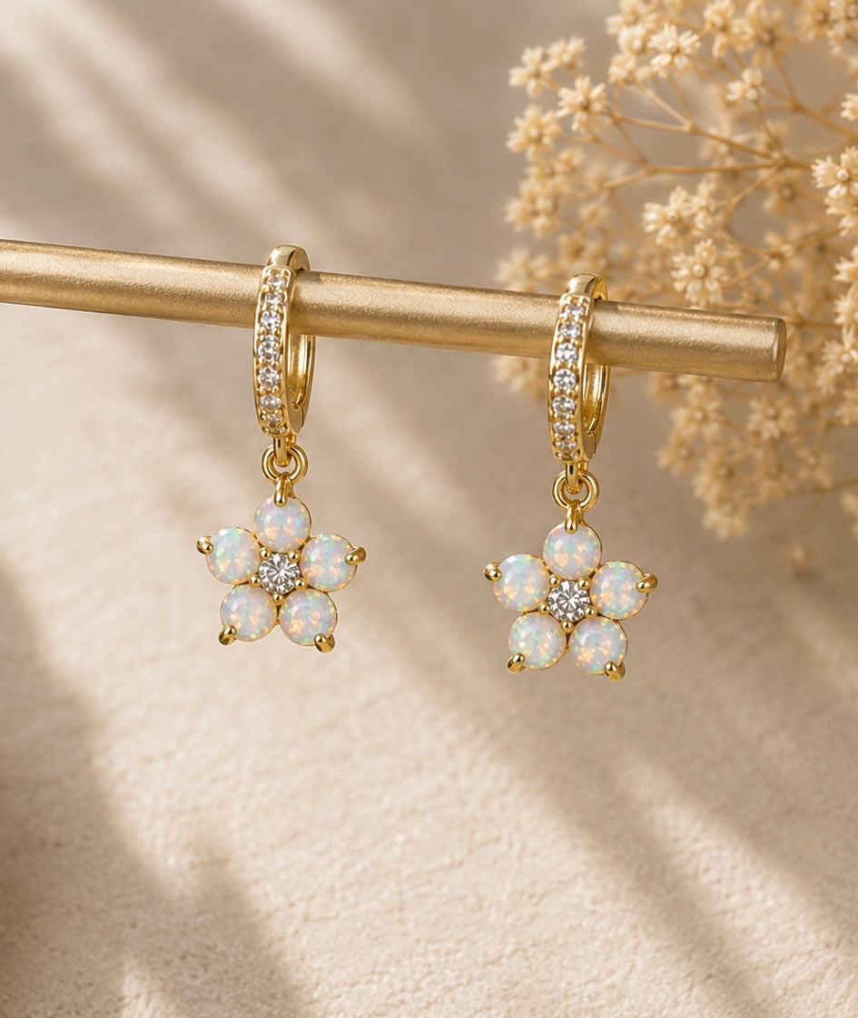 Floral Opal Huggies