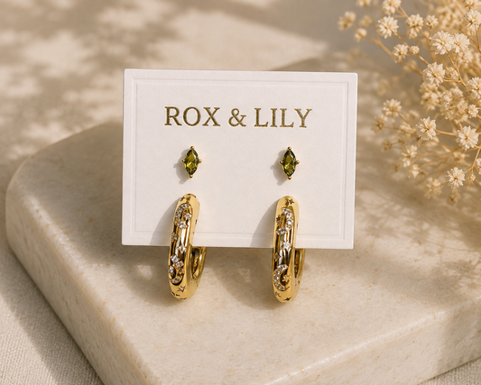 Peridot & Gold Hoop Set