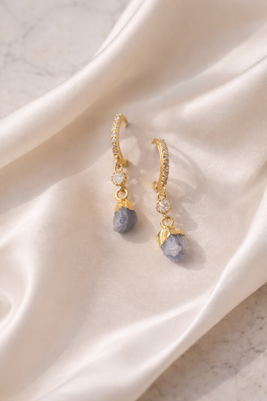 Raw Tanzanite Huggies