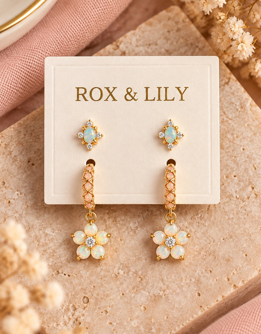 Floral Opal Huggies