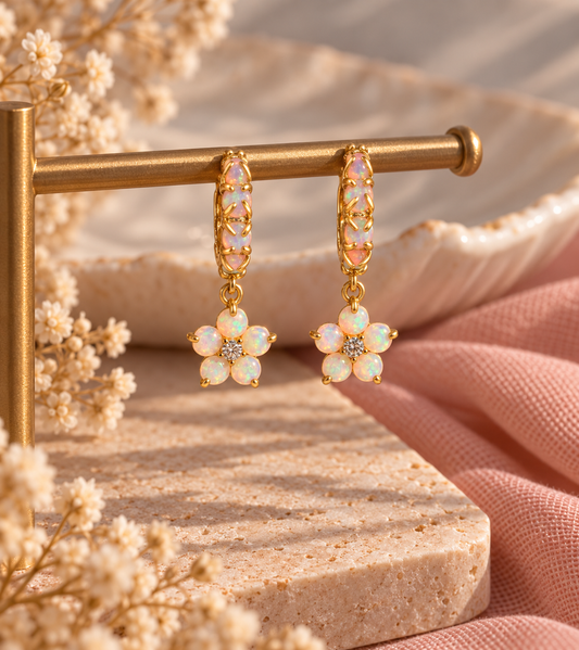 Floral Opal Huggies
