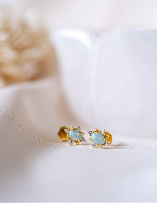 Blue Opal Crystal Studs