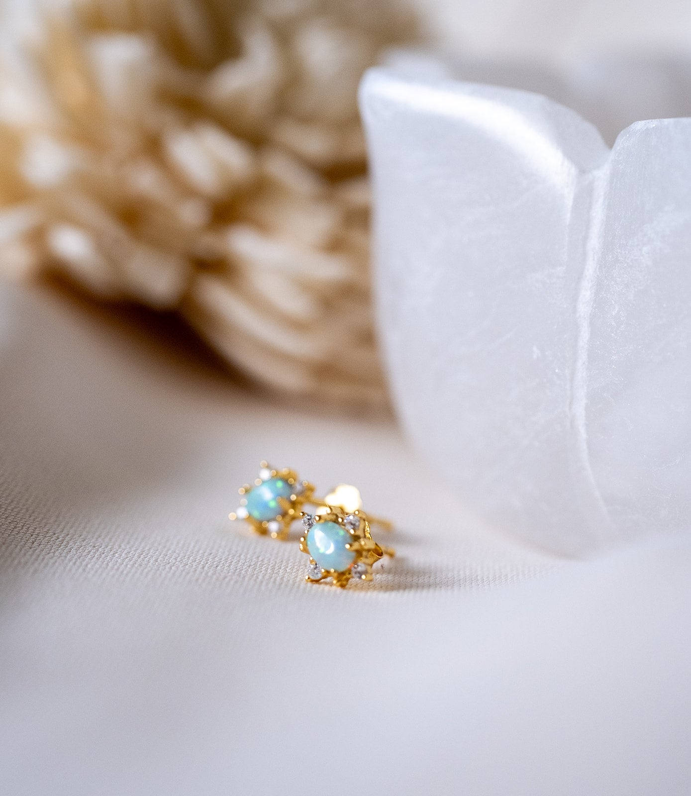 Blue Opal Crystal Studs