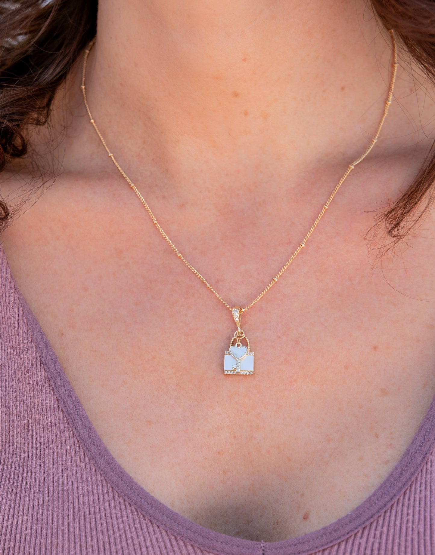 Pearl Lock & Key Necklace